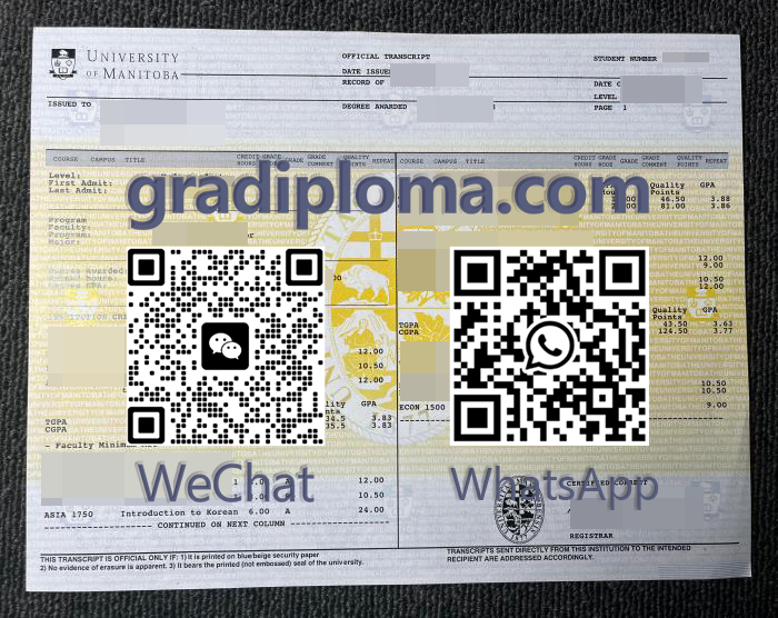 University of Manitoba transcript
