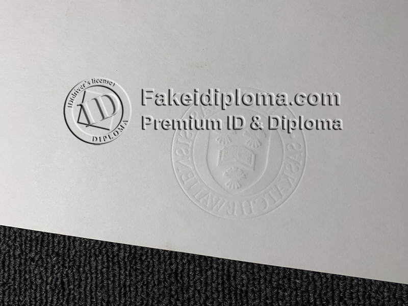 University of Saskatchewan degree golden stamping raised seal back