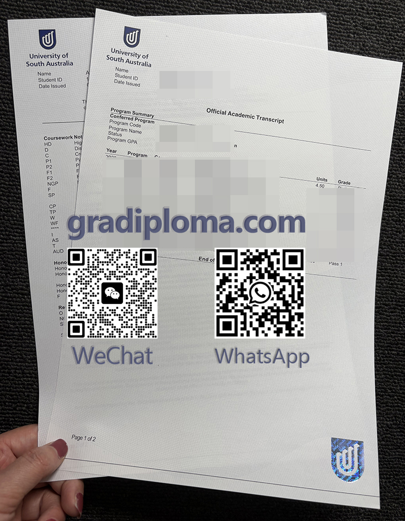 UniSA academic transcript