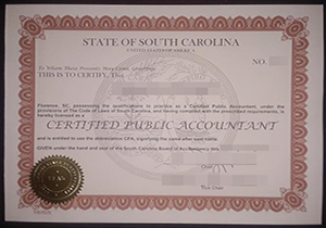 South Carolina CPA certificate