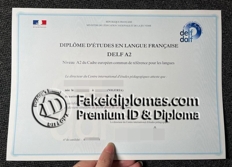 DELF A2 certificate