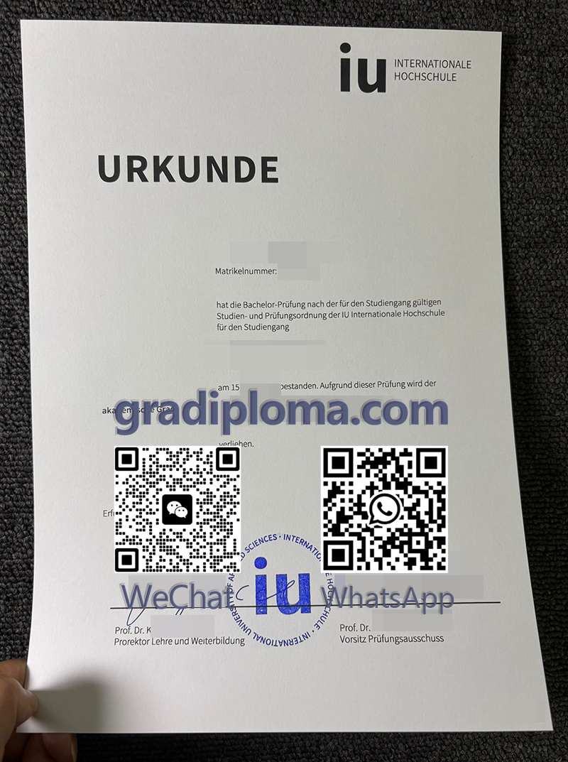 IU Internationale Hochschule Urkunde