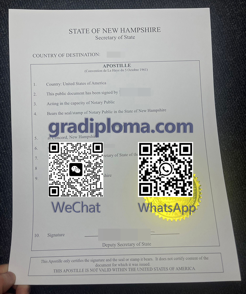 New Hampshire Apostille Certificate