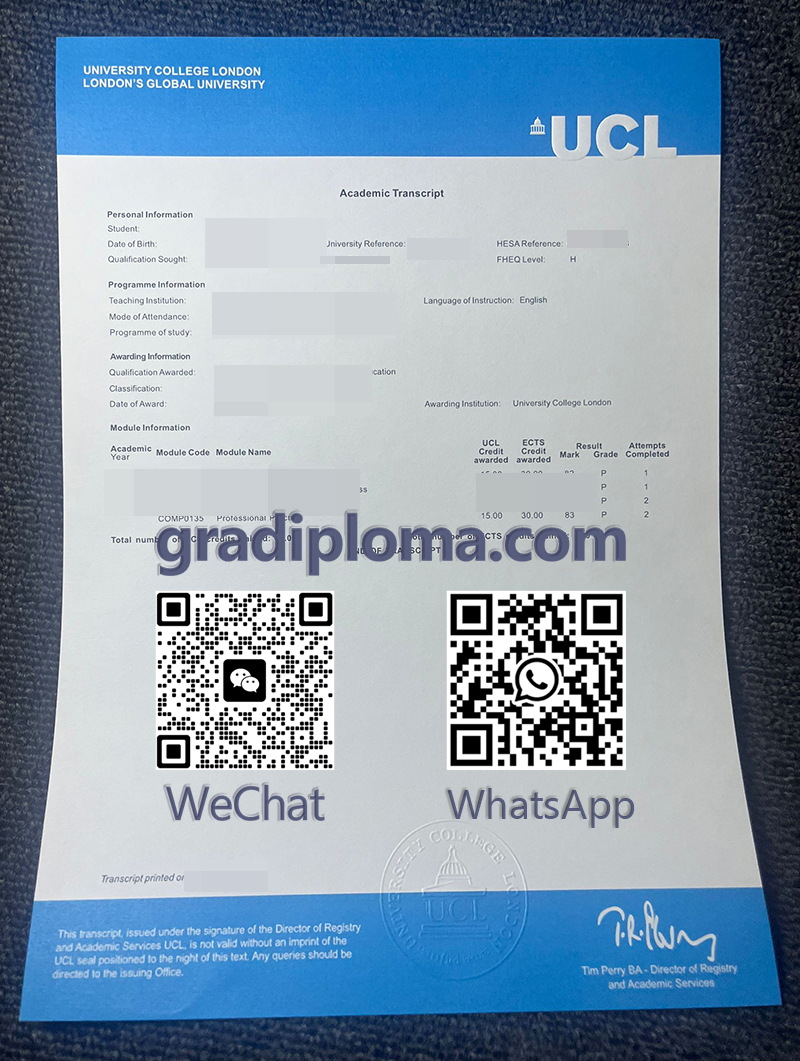 University College London transcript