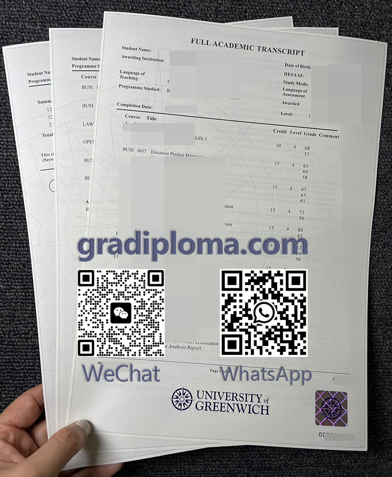 University of Greenwich transcript