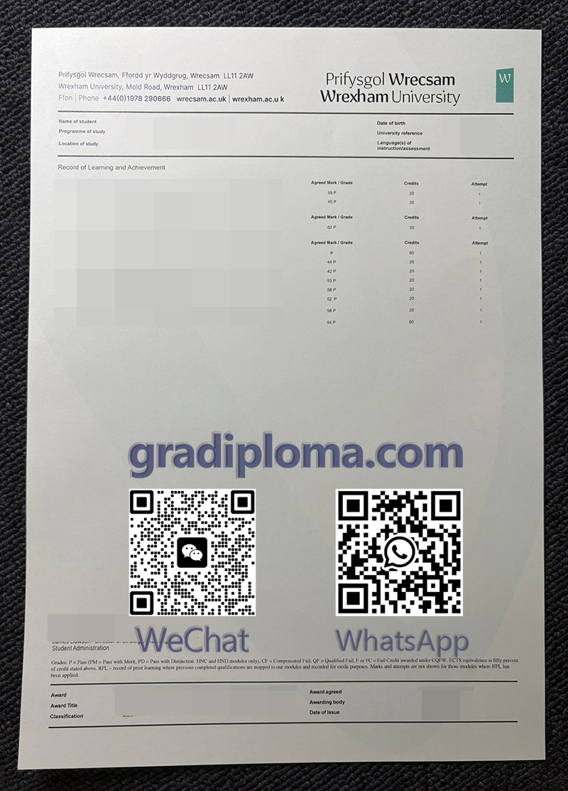 Wrexham University transcript