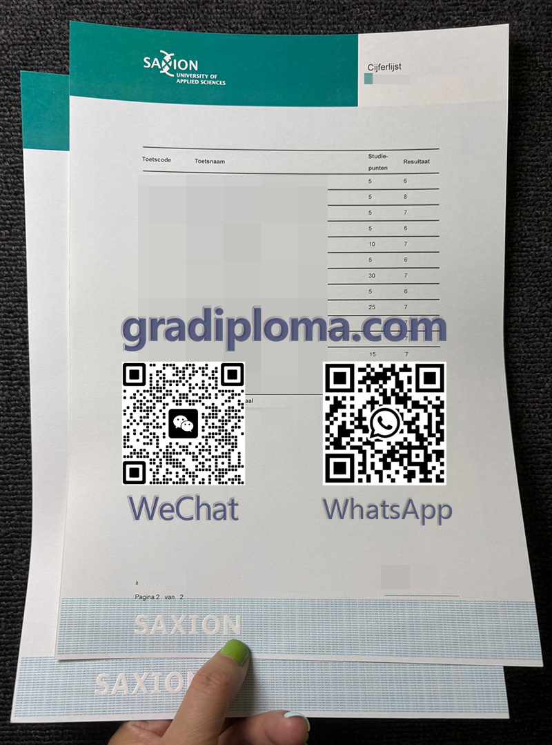 Saxion University transcript