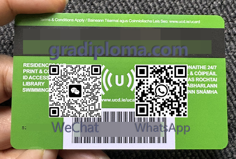 UC Dublin Student UCARD Back