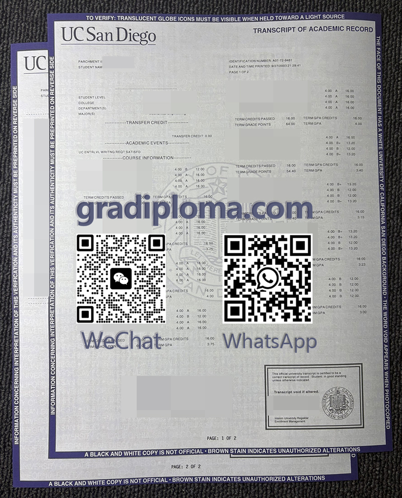 UC San Diego transcript