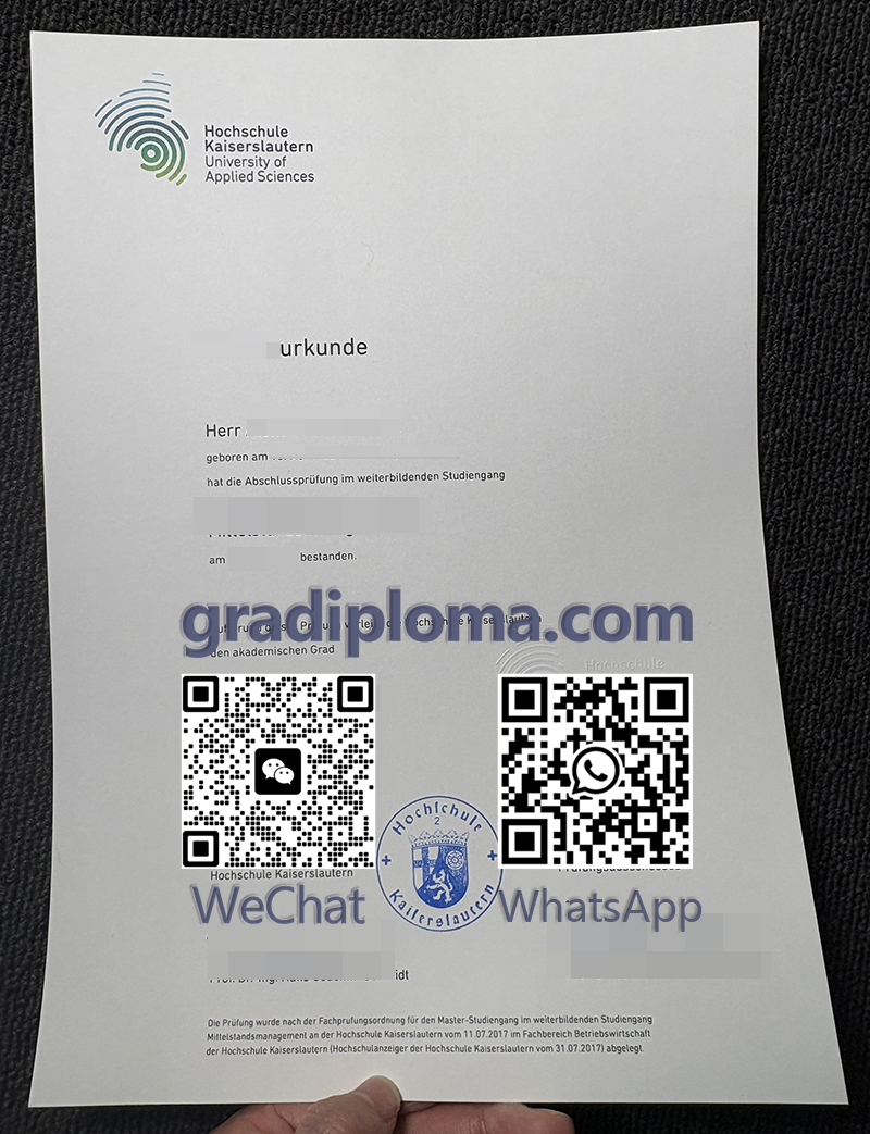 Hochschule Kaiserslautern Urkunde