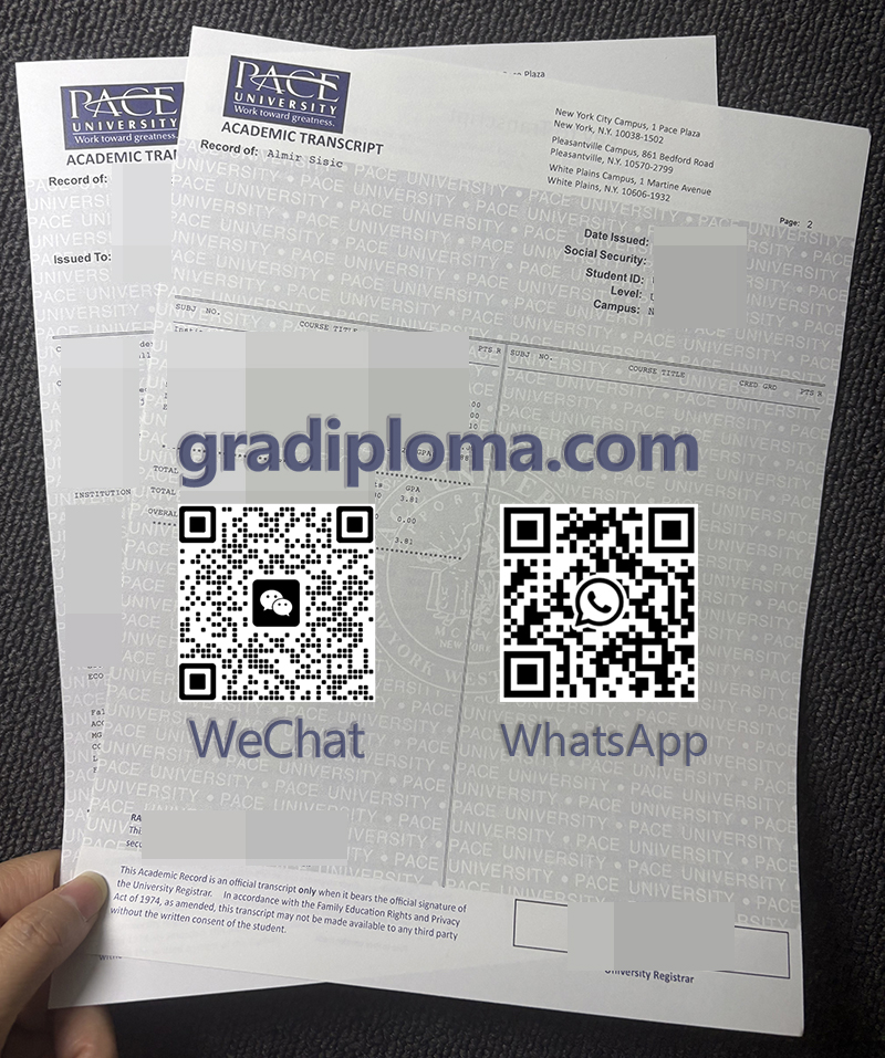 Pace University transcript