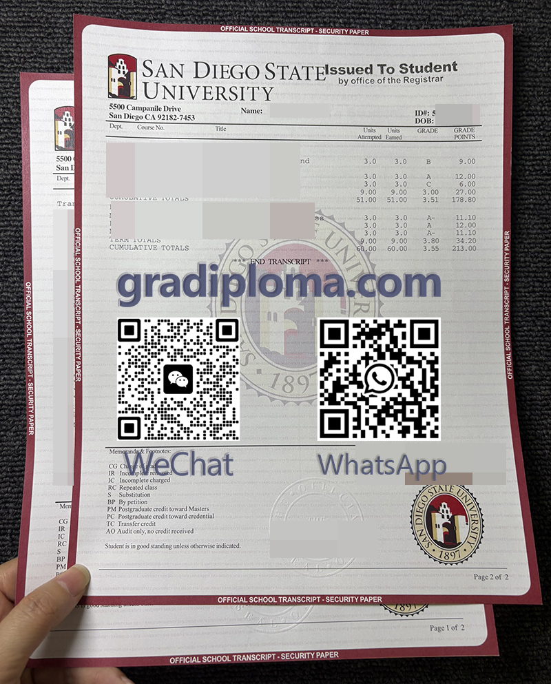 SDSU transcript