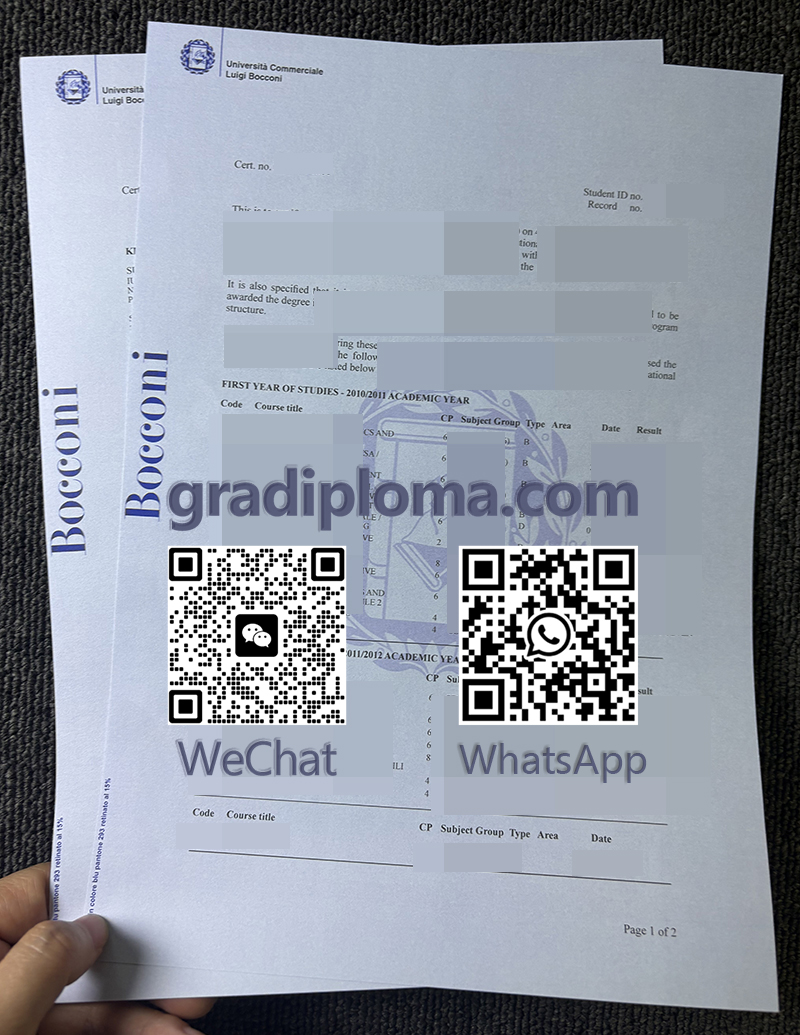 Università Bocconi transcript